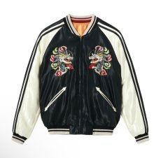 画像2: TAILOR TOYO (テーラー東洋) Early 1950s Style Acetate Souvenir Jacket “WHITE DRAGON” × “EAGLE” (2)