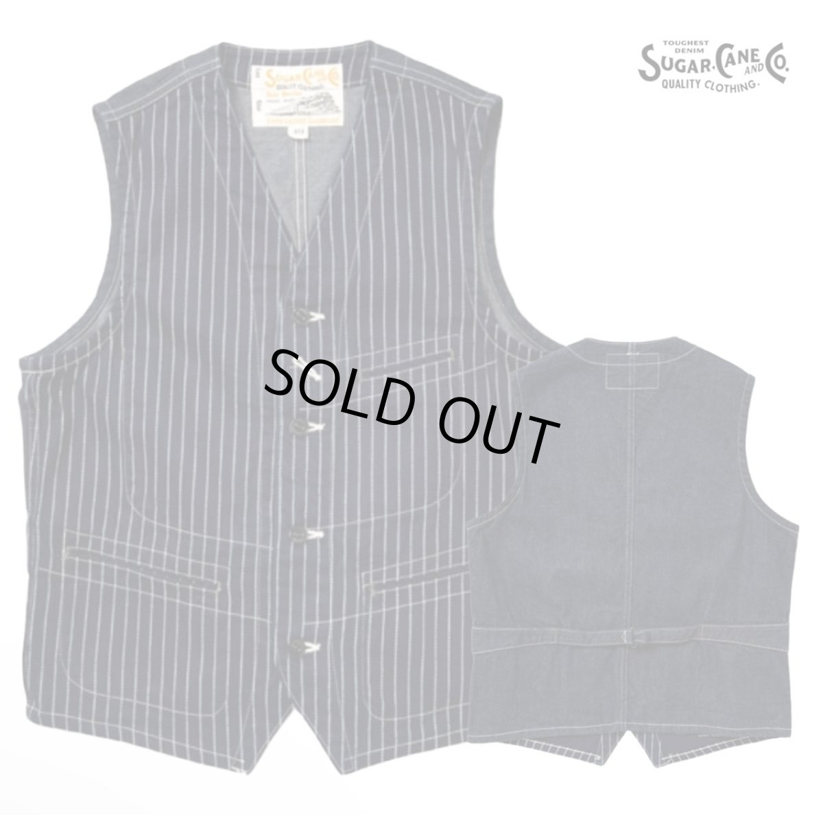 画像1: SUGAR CANE(シュガーケーン) 9oz. WABASH STRIPE WORK VEST (1)