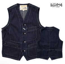 画像1: SUGAR CANE(シュガーケーン) 9oz. WABASH STRIPE WORK VEST (1)